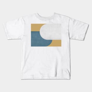 Half Circle Colorblock - Gold Blue and White Kids T-Shirt